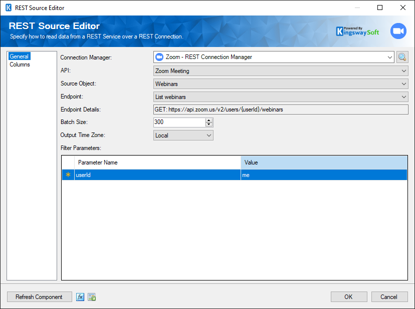 SSIS Zoom REST Source